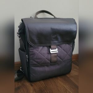 Paperclip Backpack or Messenger Convertible Diaper Bag with Changing Pad, Brown